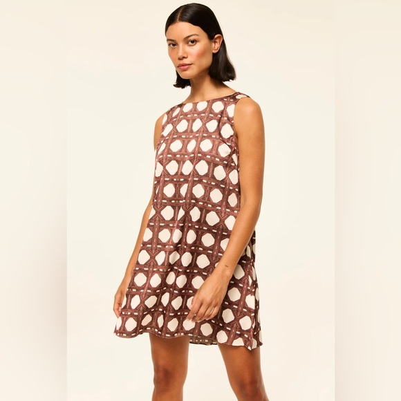 Misa Los Angeles Jonah Dress- Chocolate Rattan Tile Print - Picture 3 of 6